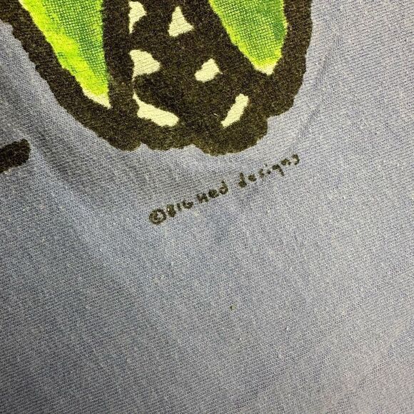 Vtg 90s Big Hed Designs Cartoon Fish Boston Single Stitch Blue Size XL - Picture 4 of 7